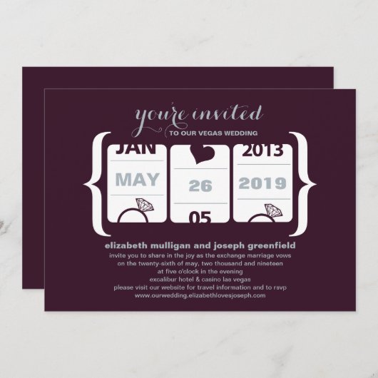 Faire-part de mariage Machine à Sous (Devant / Derrière)