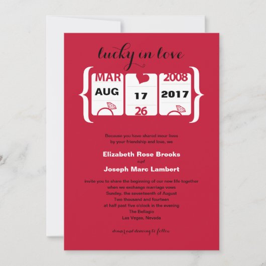 Faire-part de Mariage Machine à Sous (Devant)