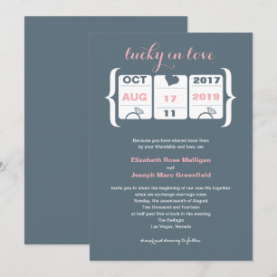 Faire-part de mariage Machine à Sous Rose et Gris