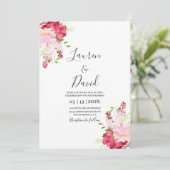 Faire-part de mariage magenta floral (Debout devant)