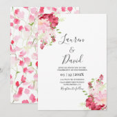 Faire-part de mariage magenta floral (Devant / Derrière)