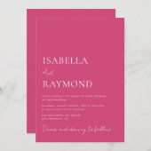 faire-part de mariage magenta moderne et tendance (Devant / Derrière)