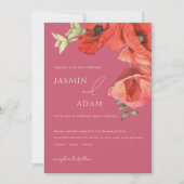 Faire-part de mariage Magenta Pink et Red Poppies (Devant)