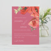 Faire-part de mariage Magenta Pink et Red Poppies (Debout devant)