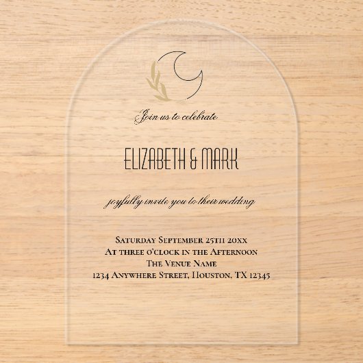 Faire-part de mariage magique inspiré de la lune (Recto)