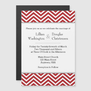 Faire-part de mariage magnétique rouge Chevron