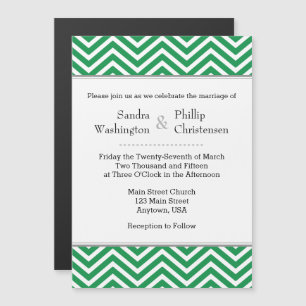 Faire-part de mariage magnétique vert Chevron
