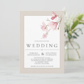 Faire-part de mariage Magnolia Bloom (Debout devant)