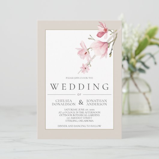 Faire-part de mariage Magnolia Bloom (Debout devant)