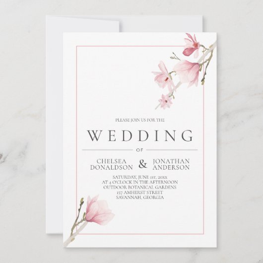 Faire-part de mariage Magnolia Bloom (Devant)