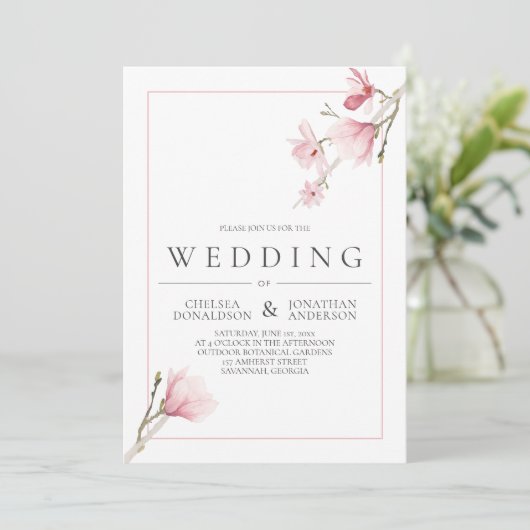 Faire-part de mariage Magnolia Bloom (Debout devant)