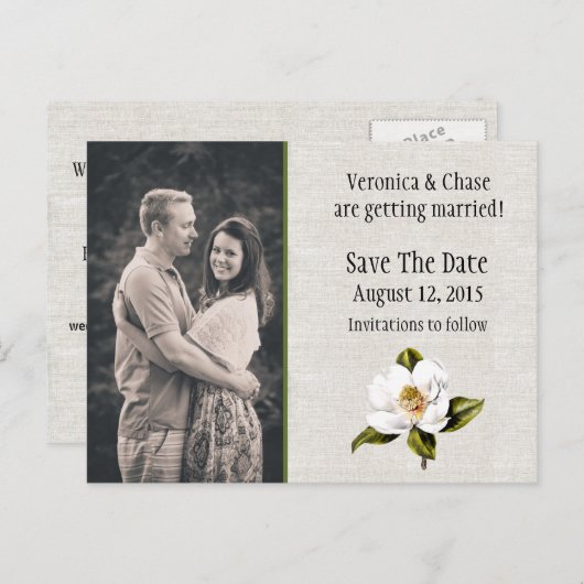 Faire-Part de Mariage Magnolia du Sud (Devant / Derrière)