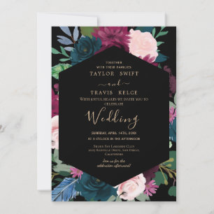 Faire-part de mariage Magnolia Or Noir