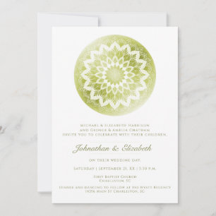 Faire-part de mariage Mandala à dentelle verte