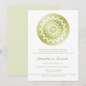 Faire-part de mariage Mandala à dentelle verte (Devant / Derrière)