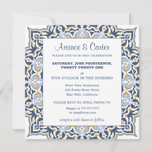 Faire-part de mariage Mandala noir et or (Dos)