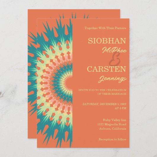 Faire-part de mariage Mandala Sud-Ouest (Devant / Derrière)