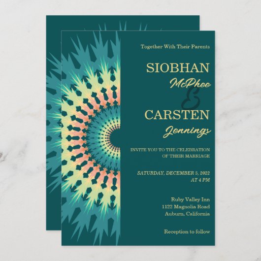 Faire-part de mariage Mandala Sud-Ouest (Devant / Derrière)