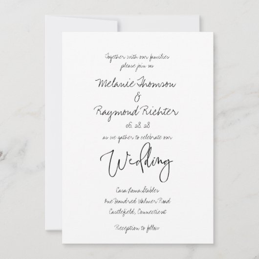 Faire-part de mariage manuscrite (Devant)