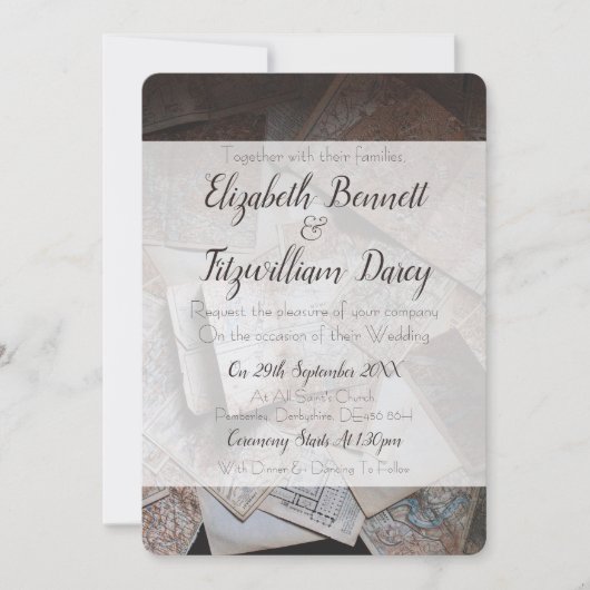 Faire-part de mariage Maps vintages (Devant)