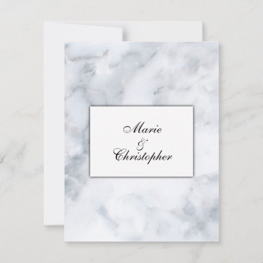 Faire-part de mariage Marbre blanc classique (Dos)