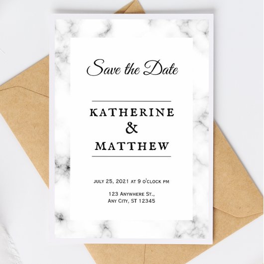 Faire-part de mariage Marbre blanc classique