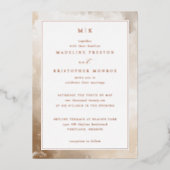 Faire-part de mariage marbré crème élégant (Recto)