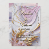 Faire-Part de Mariage Marbre Élégant et Or (Devant / Derrière)