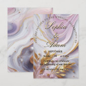 Faire-Part de Mariage Marbre et Or Élégant (Devant / Derrière)