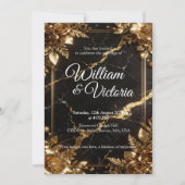 Faire-part de mariage Marbre Or Noir (Devant)