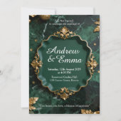Faire-part de mariage Marbre Or Vert (Devant)