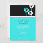 Faire-part de mariage marguerite noir et turquoise (Devant)