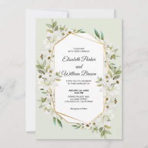 Faire-part de mariage marguerites et lys blancs 