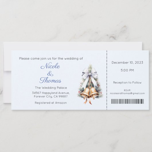 Faire-part de mariage, Mariage d'hiver, Noël (Devant)