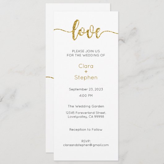 Faire-part de mariage, Mariage fixe, Amour (Devant / Derrière)