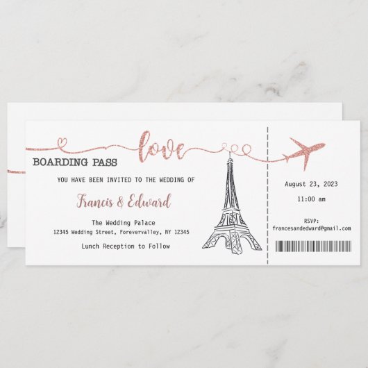Faire-part de mariage, Mariage fixe, Amour (Devant / Derrière)