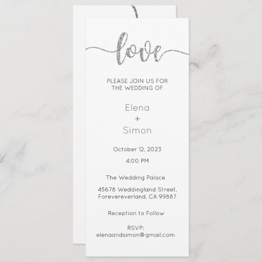 Faire-part de mariage, Mariage fixe, Amour (Devant / Derrière)