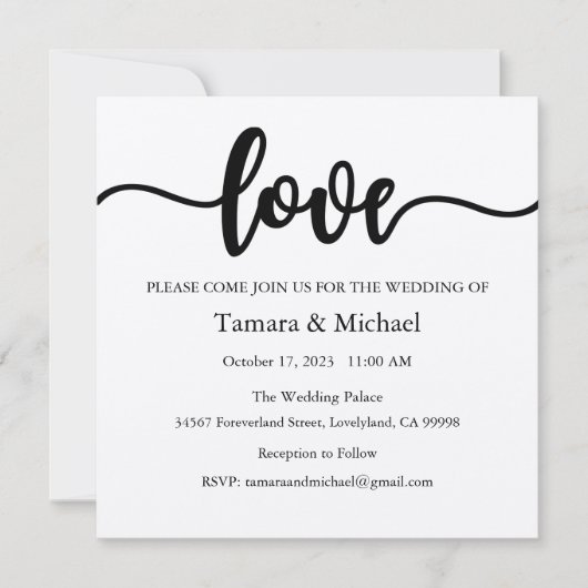 Faire-part de mariage, Mariage fixe, Amour (Devant)