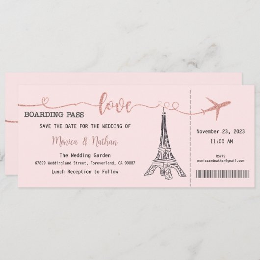 Faire-part de mariage, Mariage fixe, Amour (Devant / Derrière)