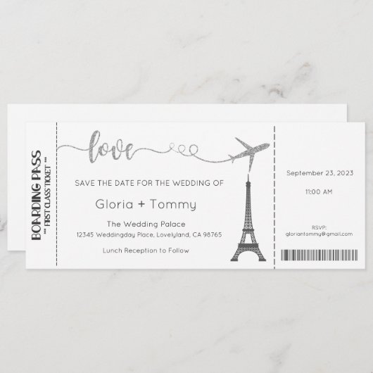 Faire-part de mariage, Mariage fixe, Amour (Devant / Derrière)