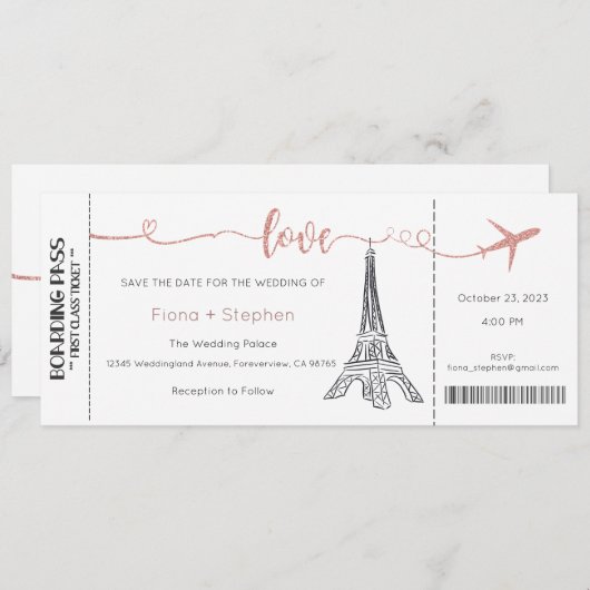 Faire-part de mariage, Mariage fixe, Amour (Devant / Derrière)