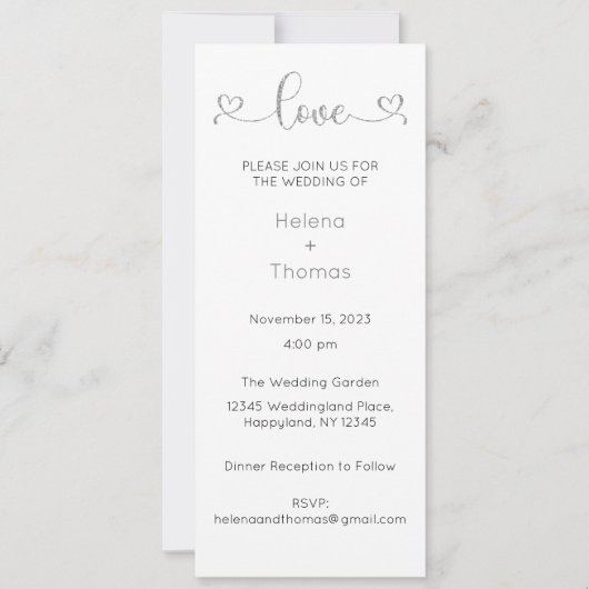 Faire-part de mariage, Mariage fixe, Coeur (Devant)