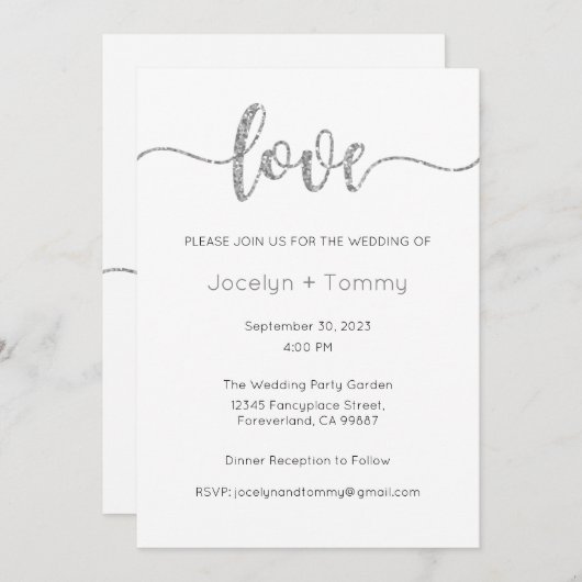 Faire-part de mariage, Mariage fixe, Coeur (Devant / Derrière)