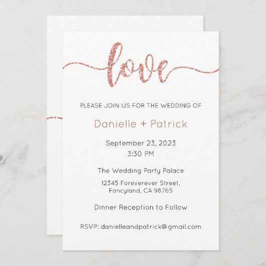 Faire-part de mariage, Mariage fixe, Coeur (Devant / Derrière)