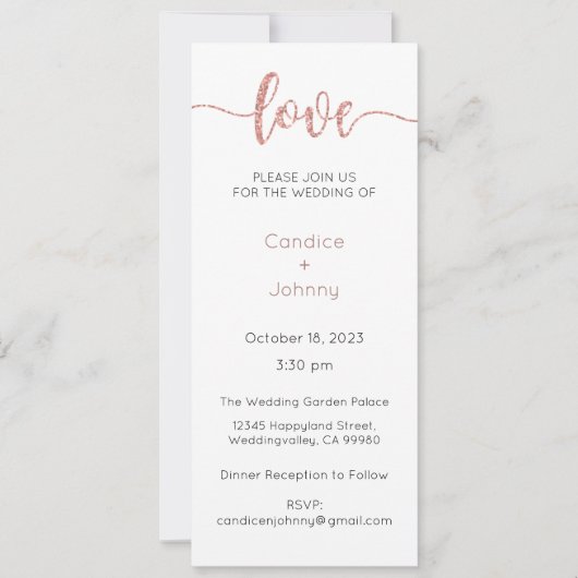 Faire-part de mariage, Mariage fixe, Coeur (Devant)