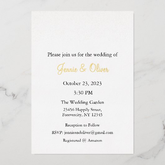 Faire-part de mariage, Mariage fixe, huile, dentel (Recto)