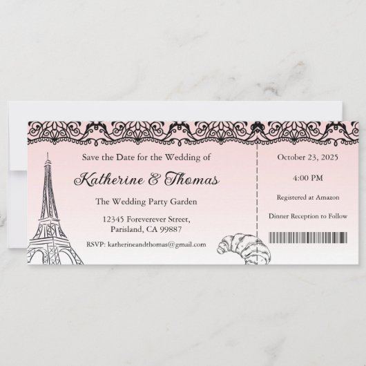 Faire-part de mariage, Mariage fixe, Paris (Devant)