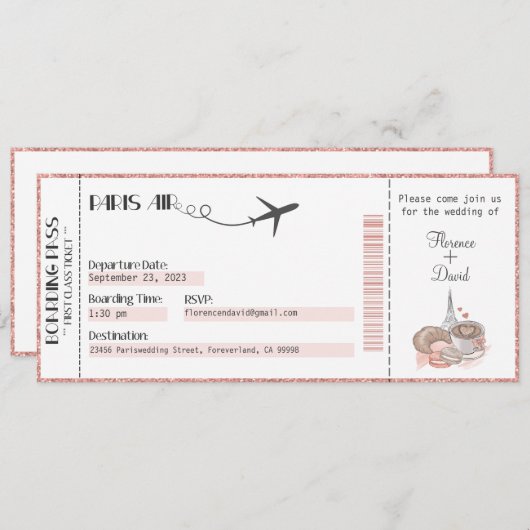 Faire-part de mariage, Mariage fixe, Paris (Devant / Derrière)