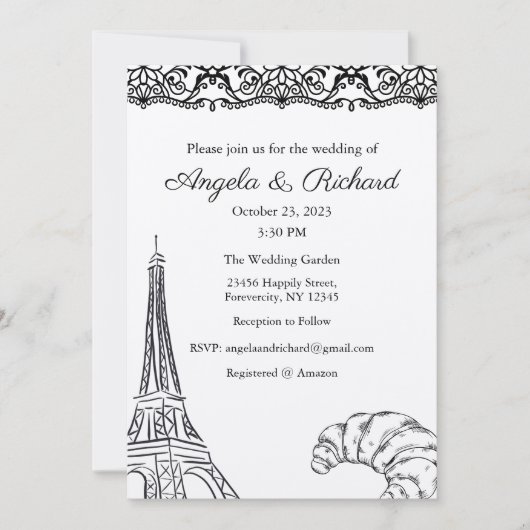 Faire-part de mariage, Mariage fixe, Paris (Devant)