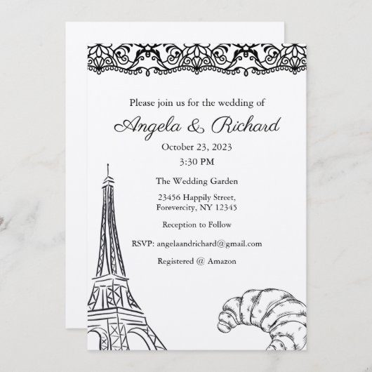 Faire-part de mariage, Mariage fixe, Paris (Devant / Derrière)